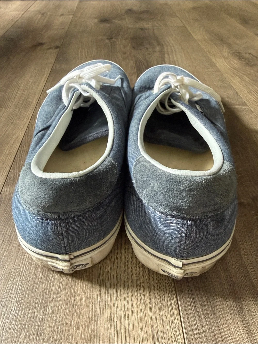 Vans Men's Blue Canvas Low-Top Sneakers with White Laces